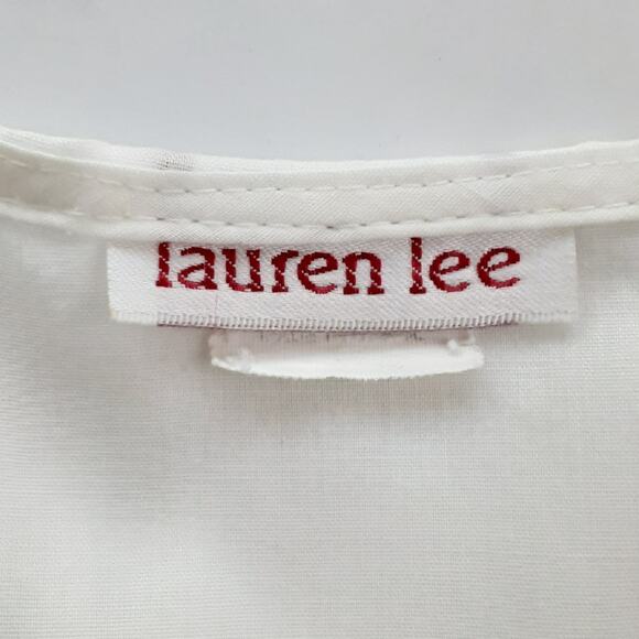 Vintage 80s Lace Collar Sailor White Button Up Shirt Shoulder Pads Edwardian - Picture 7 of 11